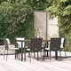 Градински трапезен комплект 7 части възглавници черен полиратан