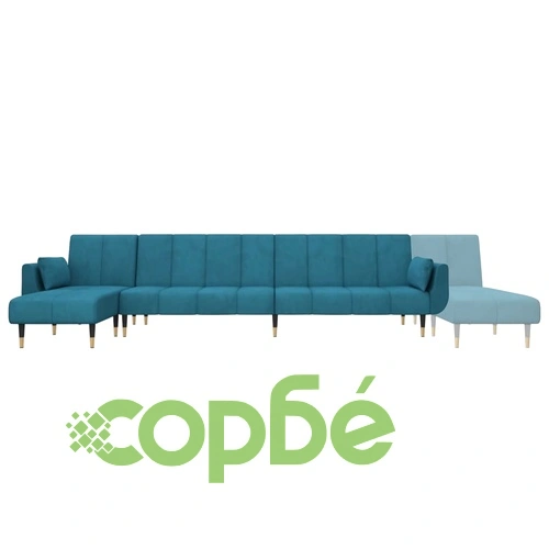 Г-образно разтегателно канапе синьо 275x140x70 см кадифе ➤ топ цена ➤ sorbe.bg