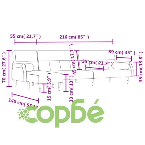 Г-образно разтегателно канапе жълто 271x140x70 см кадифе ➤ топ цена ➤ sorbe.bg