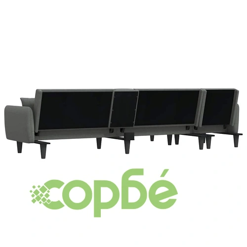 Г-образно разтегателно канапе тъмносиво 275x140x70 см плат ➤ топ цена ➤ sorbe.bg