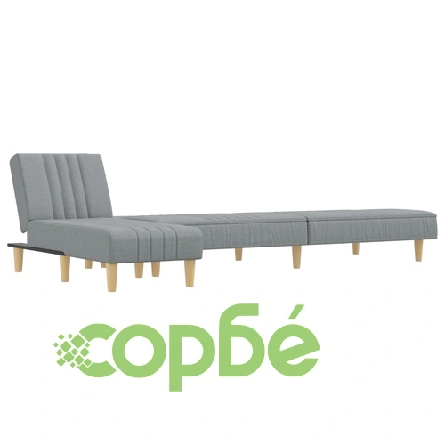 Г-образно разтегателно канапе светлосиво 255x140x70 см плат ➤ топ цена ➤ sorbe.bg