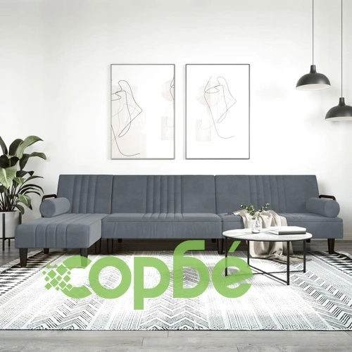 Г-образно разтегателно канапе тъмносиво 260x140x70 см кадифе ➤ топ цена ➤ sorbe.bg