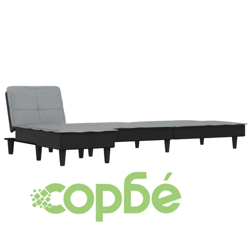 Г-образно разтегателно канапе светлосиво 255x140x70 см плат ➤ топ цена ➤ sorbe.bg