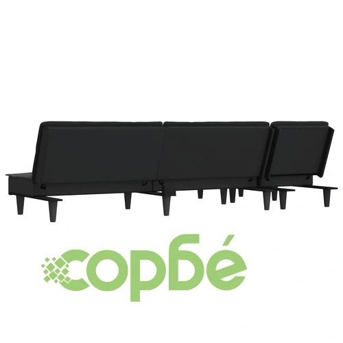 Г-образно разтегателно канапе тъмносиво 255x140x70 см плат ➤ топ цена ➤ sorbe.bg