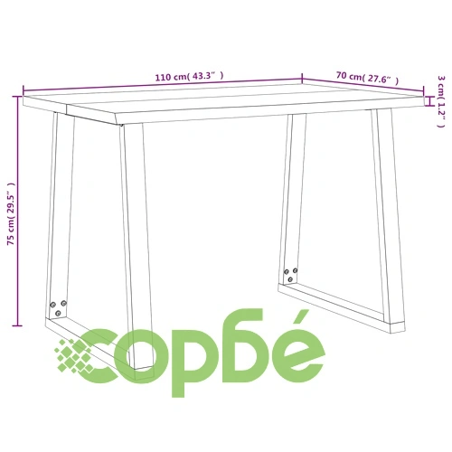 Трапезен комплект от 3 части с жив ръб акациево дърво масив ➤ топ цена ➤ sorbe.bg