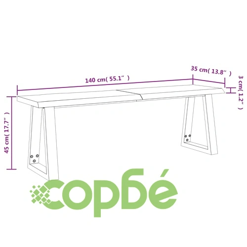 Трапезен комплект от 3 части с жив ръб акациево дърво масив ➤ топ цена ➤ sorbe.bg