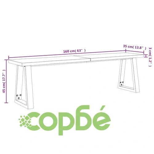 Трапезен комплект от 3 части с жив ръб акациево дърво масив ➤ топ цена ➤ sorbe.bg