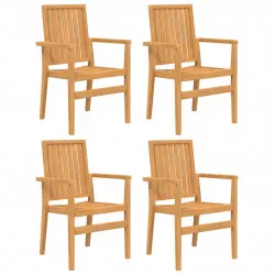 Стифиращи градински столове 4 бр 56,5x57,5x91 см тик масив