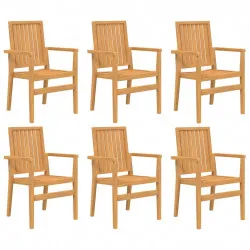Стифиращи градински столове 6 бр 56,5x57,5x91 см тик масив