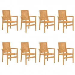 Стифиращи градински столове 8 бр 56,5x57,5x91 см тик масив