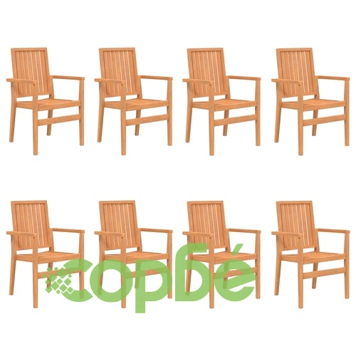 Стифиращи градински столове 8 бр 56,5x57,5x91 см тик масив ➤ топ цена ➤ sorbe.bg