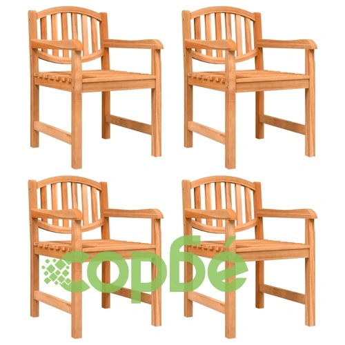 Градински столове, 4 бр, 58x59x88 см, тиково дърво масив ➤ топ цена ➤ sorbe.bg