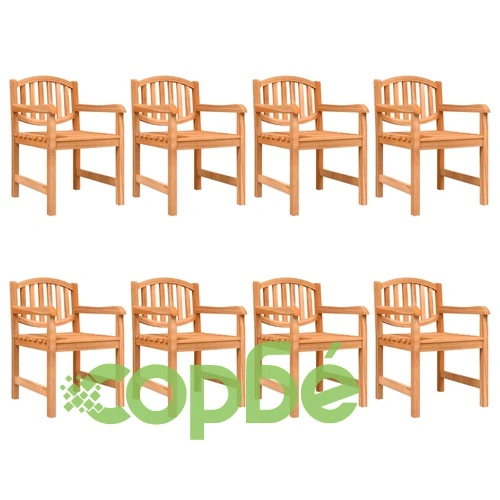 Градински столове, 8 бр, 58x59x88 см, тиково дърво масив ➤ топ цена ➤ sorbe.bg
