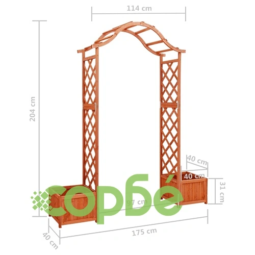 Градинска пергола с плантер, чам масив  ➤ топ цена ➤ sorbe.bg