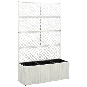 Пергола висока леха с 3 саксии, 83x30x130 см, полиратан, бяла