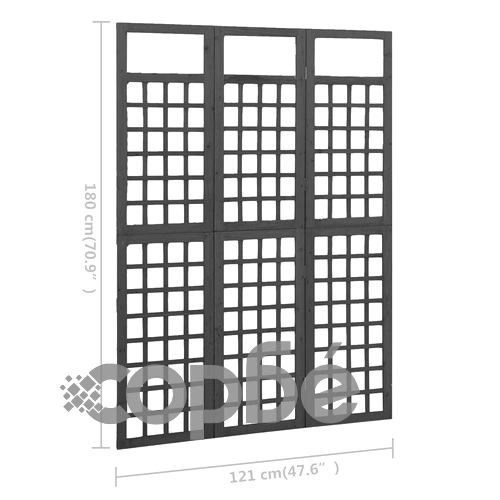 Параван за стая, 3 панела, масивна ела, черен, 121x180 см ➤ топ цена ➤ sorbe.bg