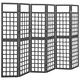 Параван за стая, 6 панела, масивна ела, черен, 242,5x180 см