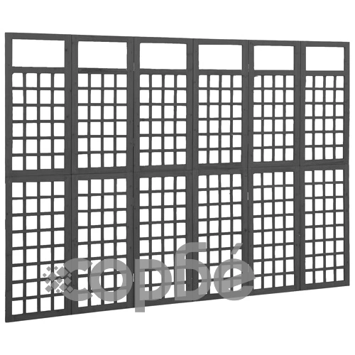 Параван за стая, 6 панела, масивна ела, черен, 242,5x180 см ➤ топ цена ➤ sorbe.bg