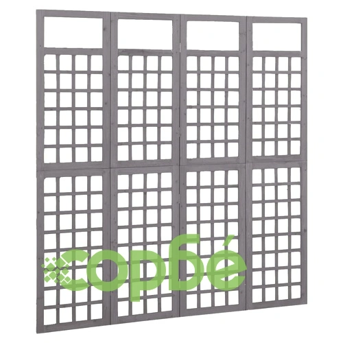 Параван за стая, 4 панела, сив, масивна ела, 161x180 см ➤ топ цена ➤ sorbe.bg