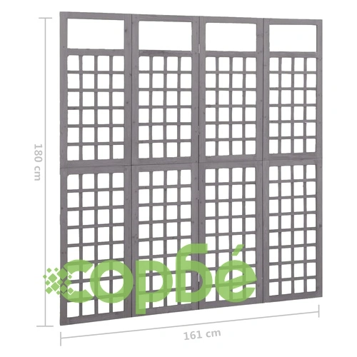Параван за стая, 4 панела, сив, масивна ела, 161x180 см ➤ топ цена ➤ sorbe.bg