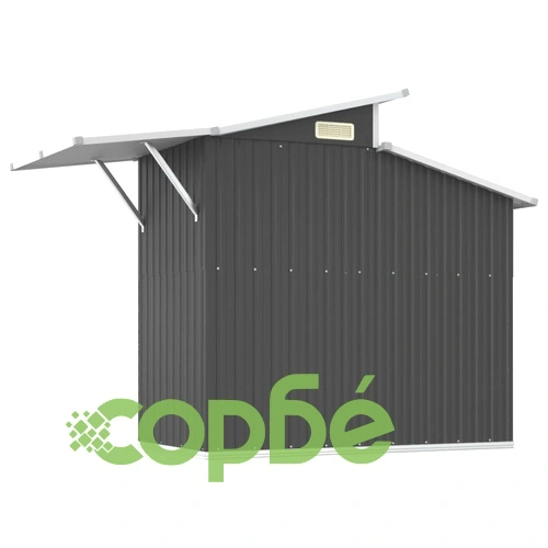 Градинска барака антрацит 270x130x208,5 см поцинкована стомана ➤ топ цена ➤ sorbe.bg