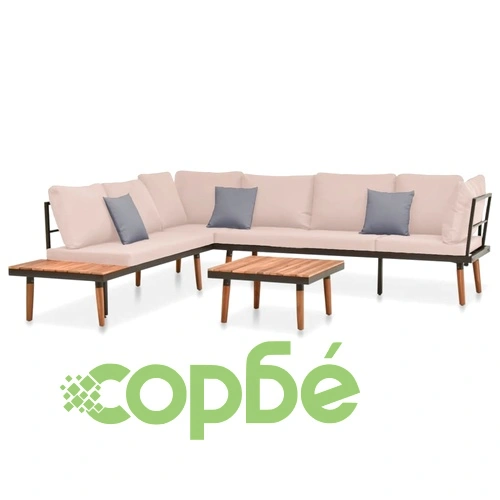 Градински лаундж комплект с възглавници, 4 части, масив акация ➤ топ цена ➤ sorbe.bg