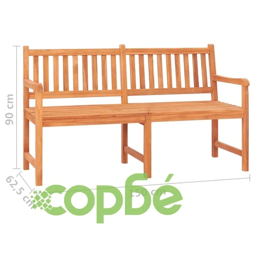 3-местна градинска пейка с масичка, 150 см, тик масив ➤ топ цена ➤ sorbe.bg