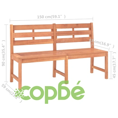 Градинска пейка, 150 см, тиково дърво масив ➤ топ цена ➤ sorbe.bg