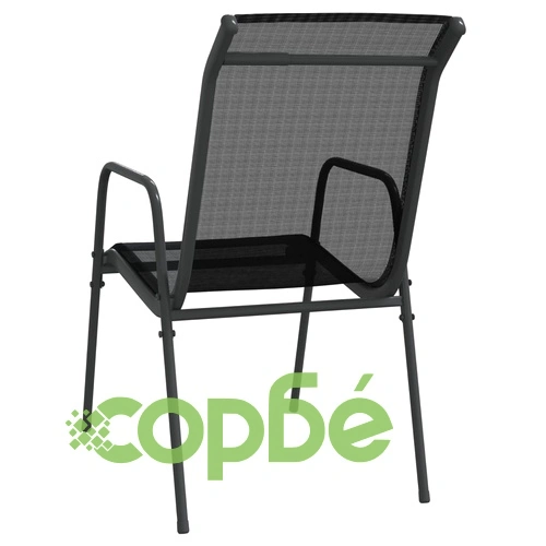 Градински столове, 2 бр, стомана и textilene, черни ➤ топ цена ➤ sorbe.bg