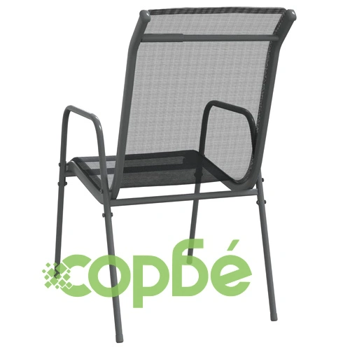 Градински столове, 6 бр, стомана и textilene, черни ➤ топ цена ➤ sorbe.bg