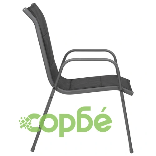 Градински столове, 2 бр, стомана и textilene, черни ➤ топ цена ➤ sorbe.bg