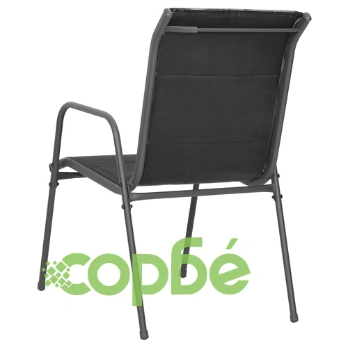 Градински столове, 2 бр, стомана и textilene, черни ➤ топ цена ➤ sorbe.bg