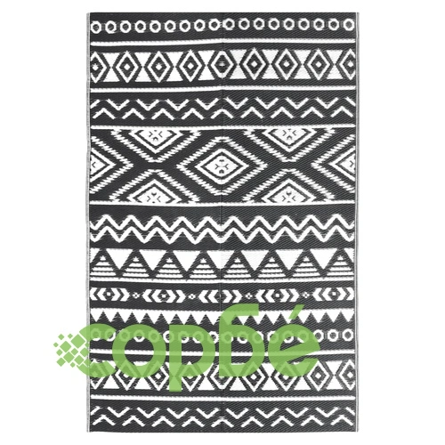 Килим за открито, ARAKIL черен, 190x290 см, PP ➤ топ цена ➤ sorbe.bg