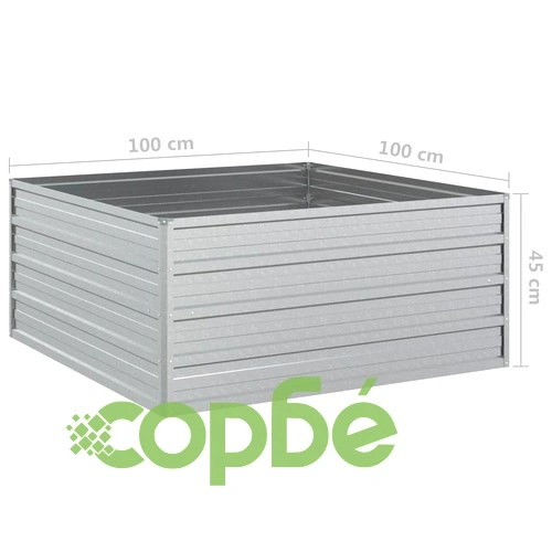 Повдигната градинска леха, 100x100x45 см, стомана, сребриста ➤ топ цена ➤ sorbe.bg