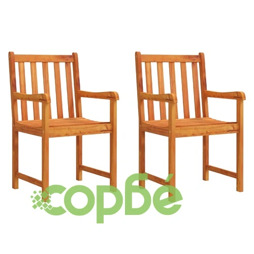 Градински столове, 2 бр, акациево дърво масив ➤ топ цена ➤ sorbe.bg