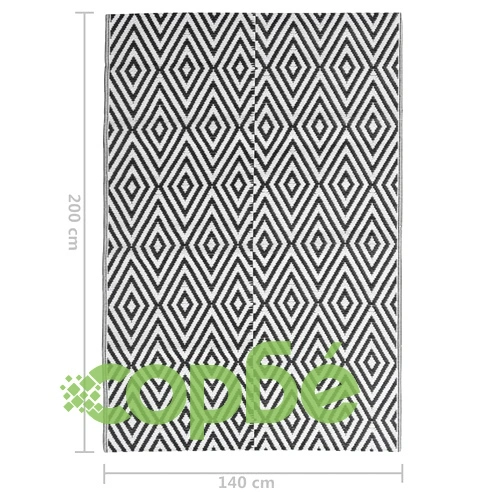 Килим за открито, ARAKIL черен, 140x200 см, PP ➤ топ цена ➤ sorbe.bg