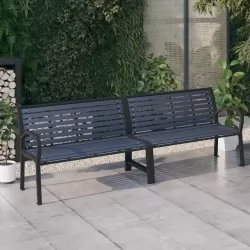 Двойна градинска пейка, 251 см, стомана и WPC , черна