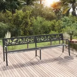 Двойна градинска пейка, 246 см, черна стомана