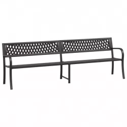 Двойна градинска пейка, 246 см, черна, стомана