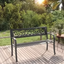Градинска пейка, 125 см, стомана, черна