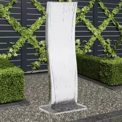 Градински фонтан с помпа, 108 см, неръждаема стомана, извит