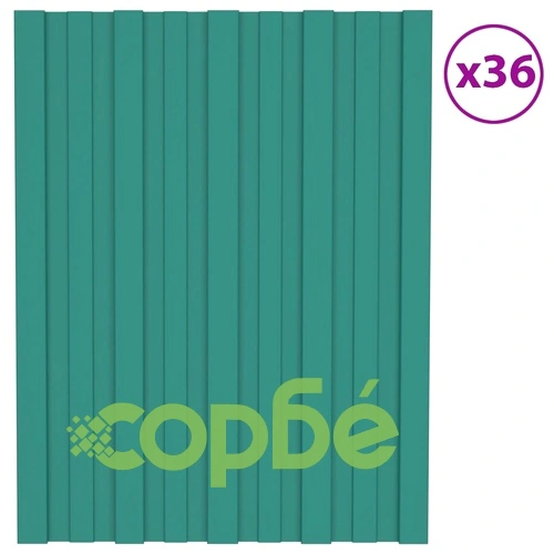 Покривни панели, 36 бр, поцинкована стомана, зелени, 60х45 см ➤ топ цена ➤ sorbe.bg