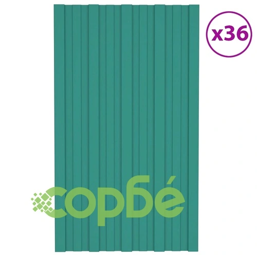 Покривни панели, 36 бр, поцинкована стомана, зелени, 80х45 см ➤ топ цена ➤ sorbe.bg