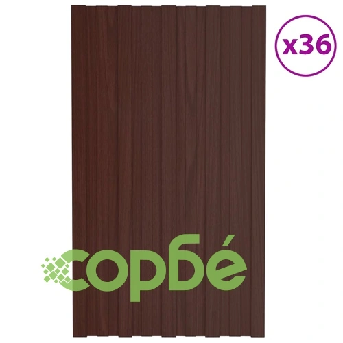 Покривни панели, 36 бр, поцинкована стомана, кафяви, 80х45 см ➤ топ цена ➤ sorbe.bg