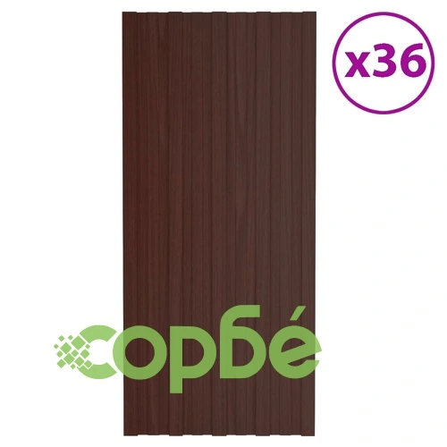 Покривни панели, 36 бр, поцинкована стомана, кафяви, 100х45 см ➤ топ цена ➤ sorbe.bg