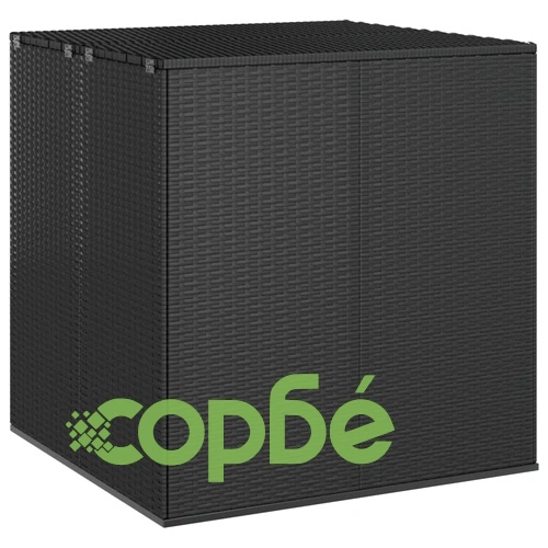 Кутия за градински възглавници PE Ратан 100x97,5x104 см черна ➤ топ цена ➤ sorbe.bg