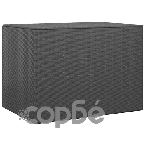 Кутия за градински възглавници PE Ратан 145x100x103 см черна ➤ топ цена ➤ sorbe.bg