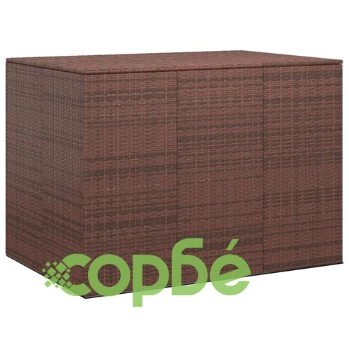 Кутия за градински възглавници PE ратан 145x100x103 см кафява ➤ топ цена ➤ sorbe.bg