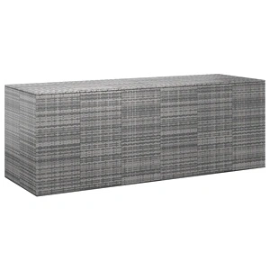 Кутия за градински възглавници PE Ратан 291x100,5x104 см сива