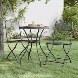 Сгъваеми градински столове, 2 бр, просечена мрежа, антрацит